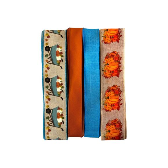 Gather Pumpkin Wreath Kit - DIY Autumn Craft Metal Pumpkin Sign Ribbon Bundle - Picture 3 of 5